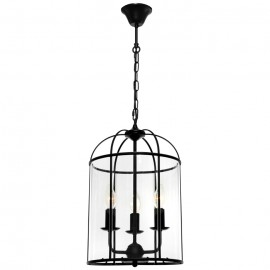 Cougar-Clovelly 3lt Pendant - Black & Chrome